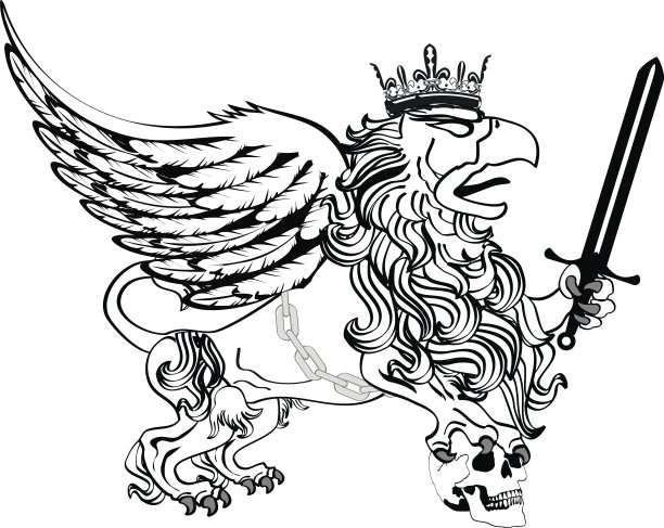 狮鹫纹章剑盾徽记纹身图片下载