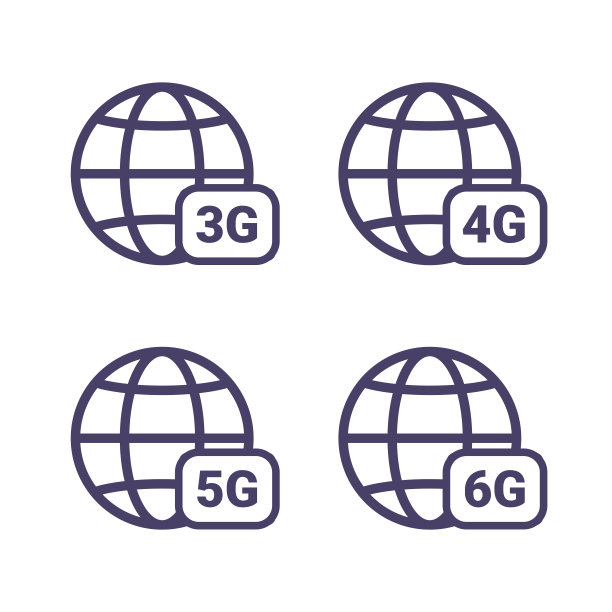 2G、3G、4G、5G、6G技术图标符号图片下载