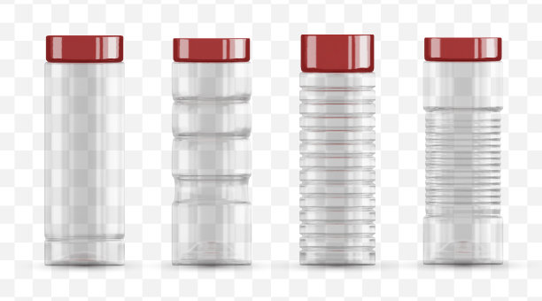 向量设置空透明玻璃瓶瓶水和果汁。模板模型。塑料瓶图片下载
