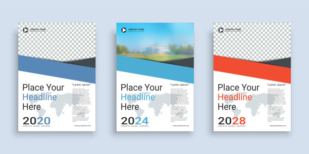 海报封面书设计模板在A4布局与空间的照片背景，3种颜色的方式包括，用于年度报告，提案，投资组合，小册子，传单，传单，目录，杂志，小册子。图片下载