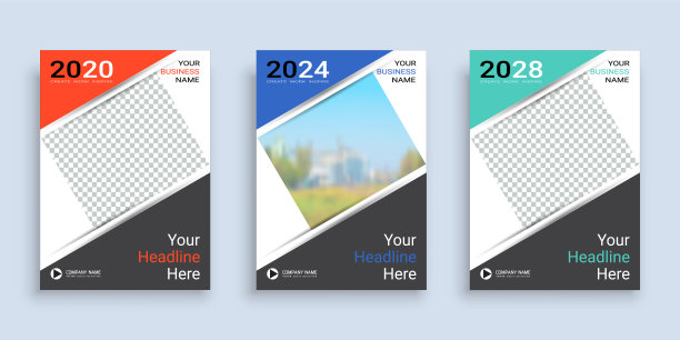 海报封面书设计模板在A4布局与空间的照片背景，3种颜色的方式包括，用于年度报告，提案，投资组合，小册子，传单，传单，目录，杂志，小册子。图片下载