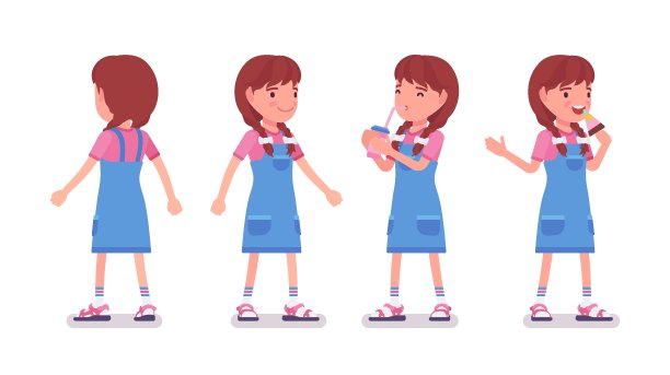 女童7至9岁，女学龄儿童站立图片下载