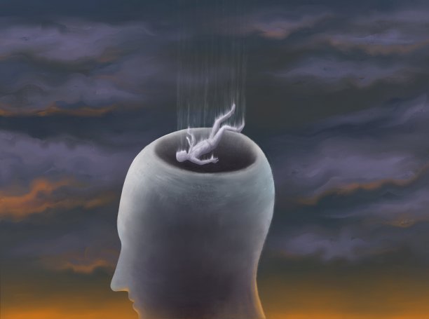 悲伤，抑郁，双相情感障碍，孤独，概念绘画插图图片下载