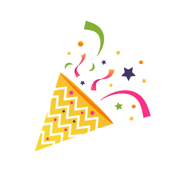 五彩纸屑派对，有星星的生日派对，彩带，条纹纸。图片下载