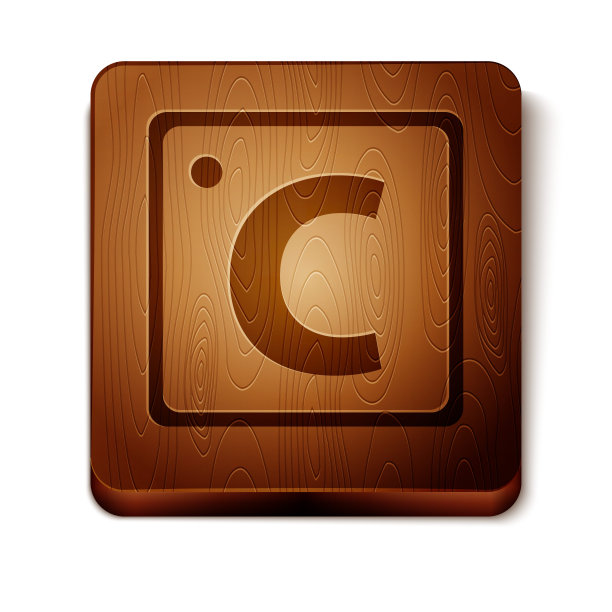 棕色摄氏度图标孤立在白色背景。木制方形按钮。矢量图图片下载