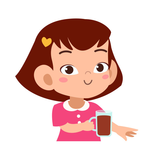 快乐的小朋友喝果汁矢量插图图片下载