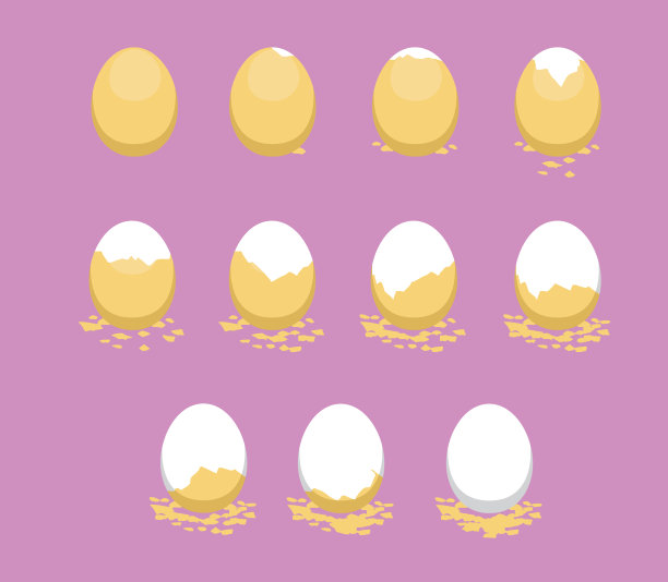 蛋壳裂缝序列矢量图素材图片