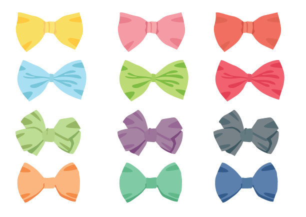 蝴蝶结颜色设计和彩色蝴蝶结彩色白底插图矢量图片下载