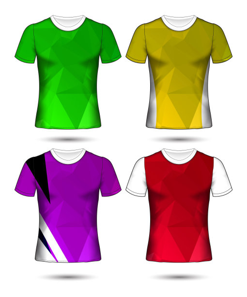 t恤模板抽象几何集合不同颜色多边形马赛克图片下载