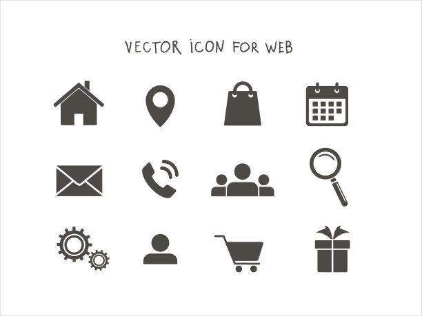 一组矢量图标为网络。导航网站的图标。图片下载