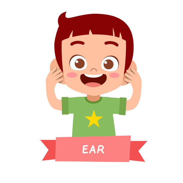 孩子指着身体的部分向量图片下载