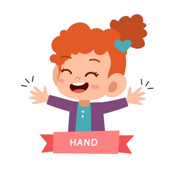 孩子指着身体的部分向量图片下载