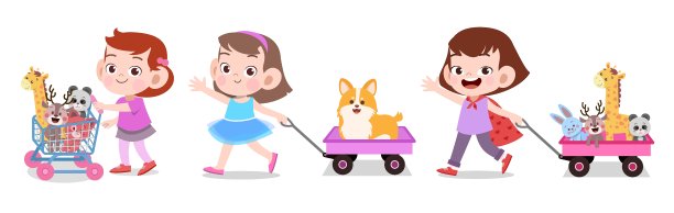 孩子们一起玩矢量插图图片下载