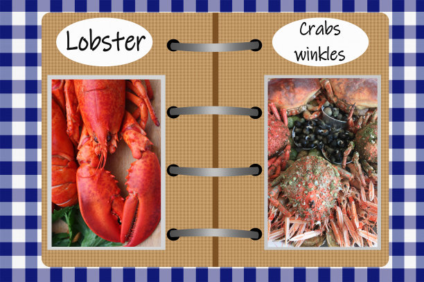 海鲜餐厅菜单龙虾螃蟹贝壳图片下载