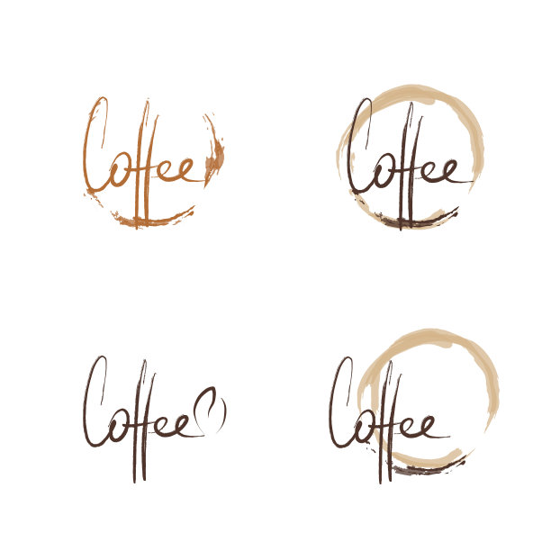 咖啡污渍。咖啡杯的痕迹。手绘和书法设计元素图片下载