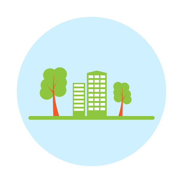 城市住宅建筑绿树成荫。图片下载