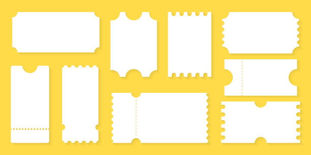 空白票设计飞机，火车，公共汽车，电影院，派对，马戏团，节日或音乐会。空票模板。优惠券模型，空白票。图片下载