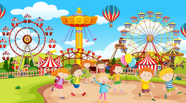 活泼的孩子在户外玩耍图片下载