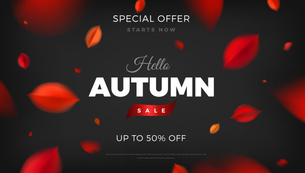秋景销售背景，以大自然红叶为设计元素图片下载