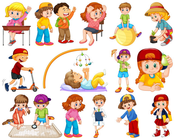 孩子们在大群中扮演我们的各种角色图片下载