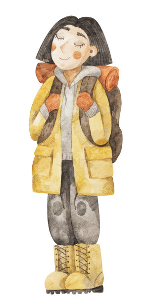 穿黄大衣的女孩图片下载