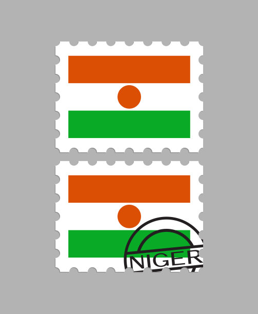 邮票上印有尼日尔共和国国旗图片下载