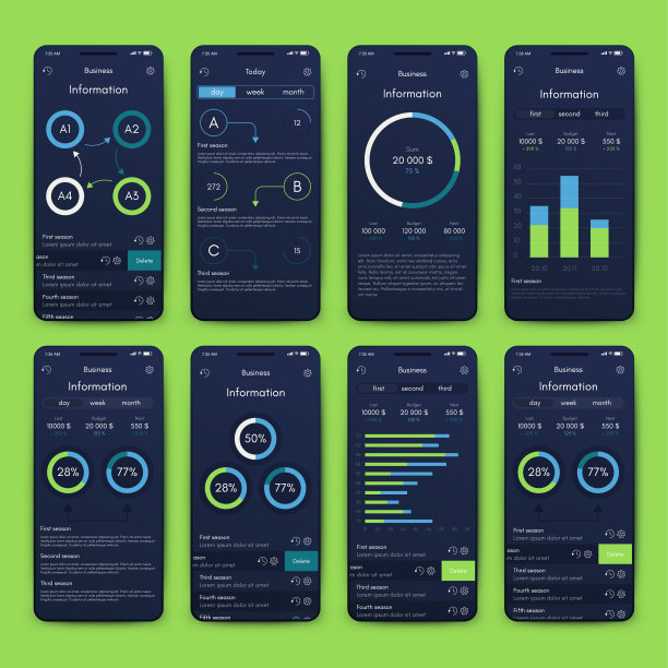 矢量图形集移动信息图形。股票向量图片下载