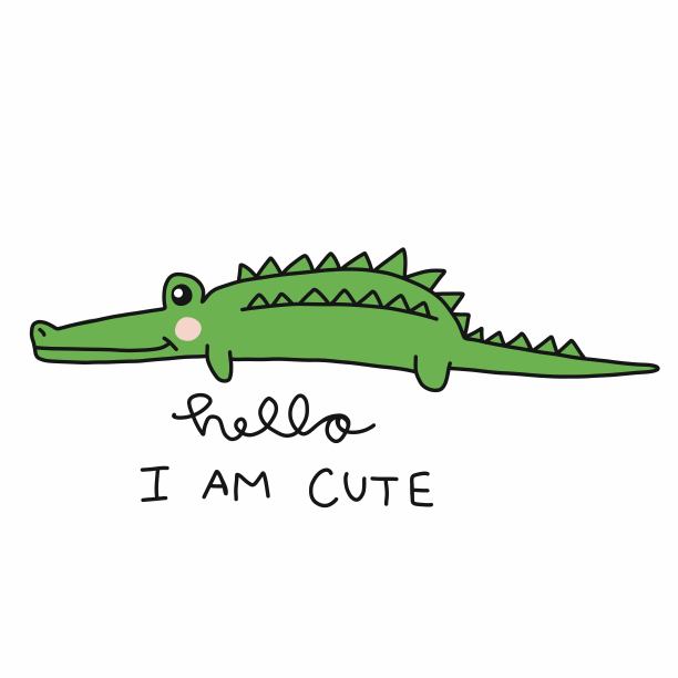 你好，我是可爱的，鳄鱼卡通矢量插画涂鸦风格图片下载