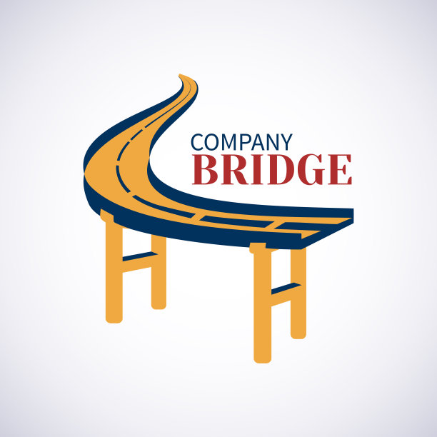 现代桥梁标志设计元素。单色平面插图图片下载