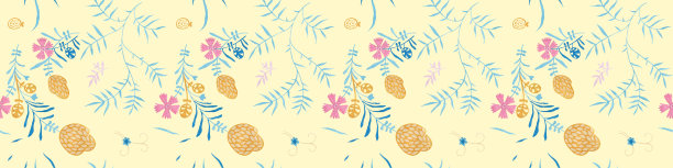 雏菊无缝图案与鲜花装饰在浅黄色的背景图片下载