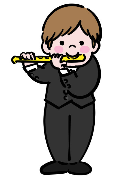 管乐器，男孩吹笛子图片下载