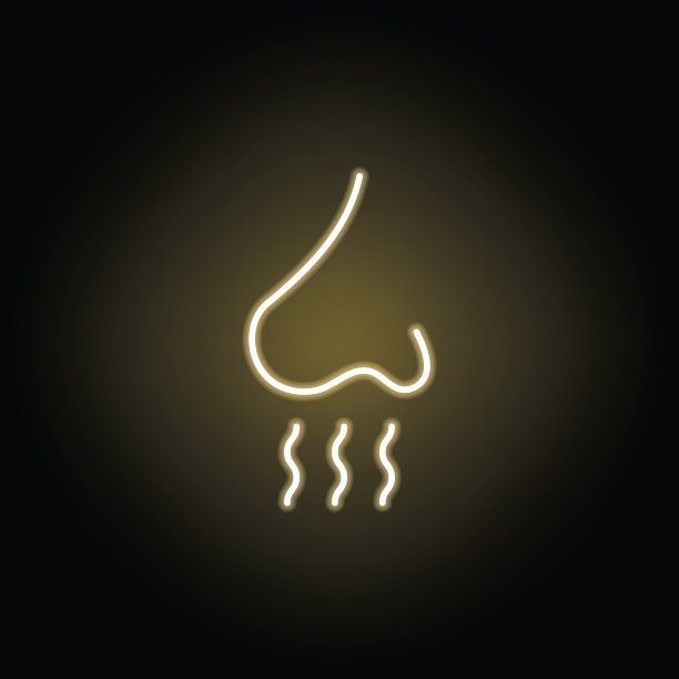 鼻子和烟味线霓虹图标。吸烟活动元素插画图标。符号和符号可以用于网页，标志，手机应用程序，UI，用户体验图片下载