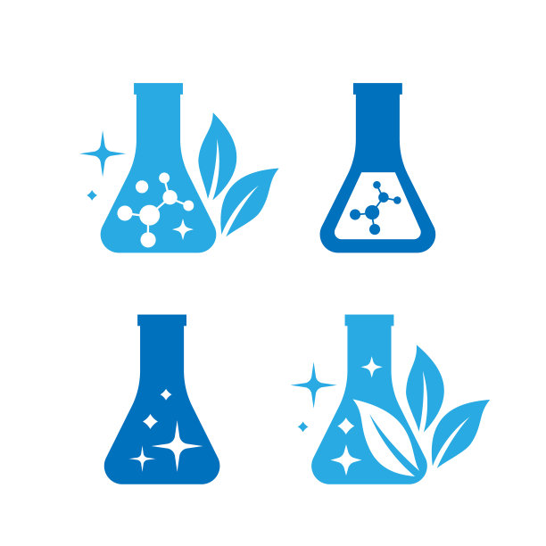 实验室烧瓶图标设置。天然药理学象征。向量的设计元素。图片下载