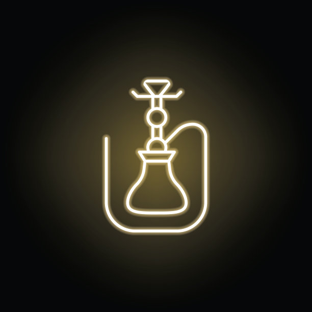 水烟线霓虹图标。吸烟活动元素插画图标。符号和符号可以用于网页，标志，手机应用程序，UI，用户体验图片下载