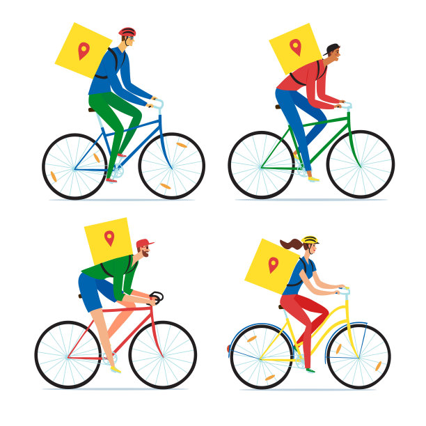 自行车递送不同的人设定。图片下载