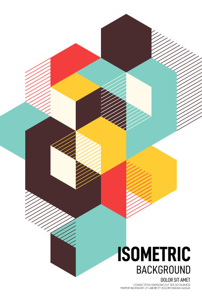 摘要等距几何形状布局设计模板海报背景图片下载