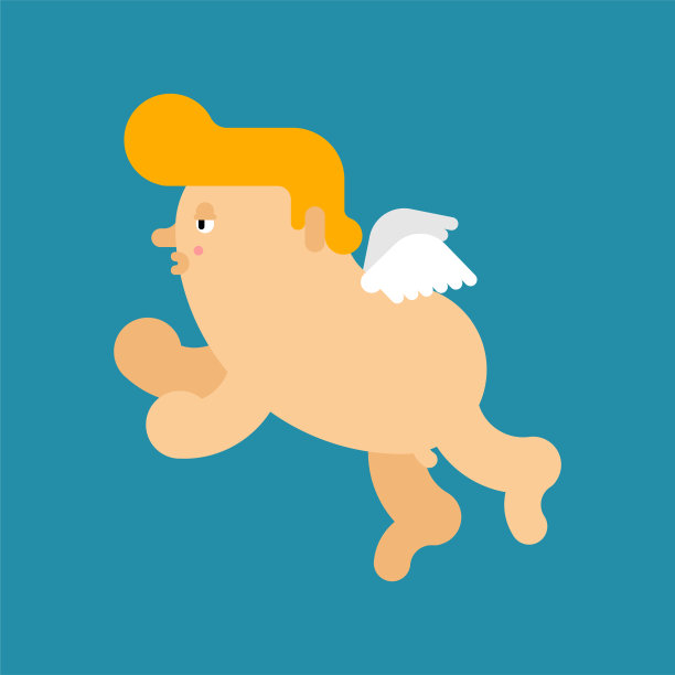 丘比特孤立。卡通的小天使。情人节插图，二月十四日图片下载