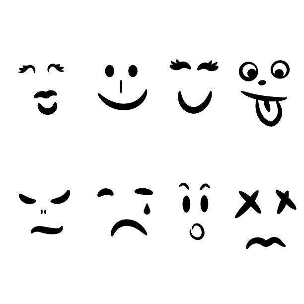 Emoticon手绘抽象面部表情表情。图片下载