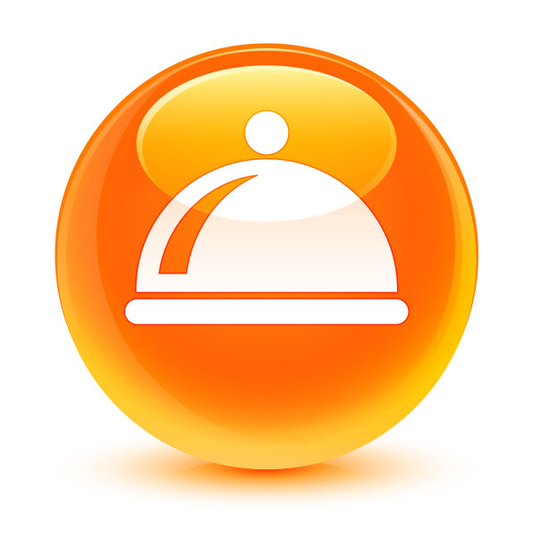 菜盘图标为透明的橙色圆形按钮图片下载