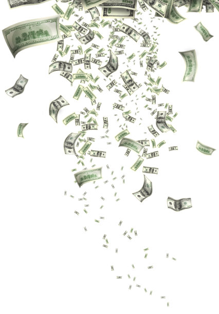 概念上，一群钱飞到白色的上空图片下载