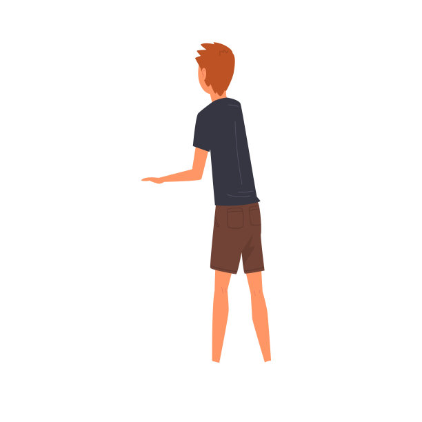 年轻人在休闲服装从后面矢量插图视图图片下载