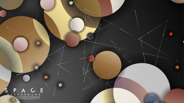 有行星和恒星的平坦空间背景。星系矢量图图片下载