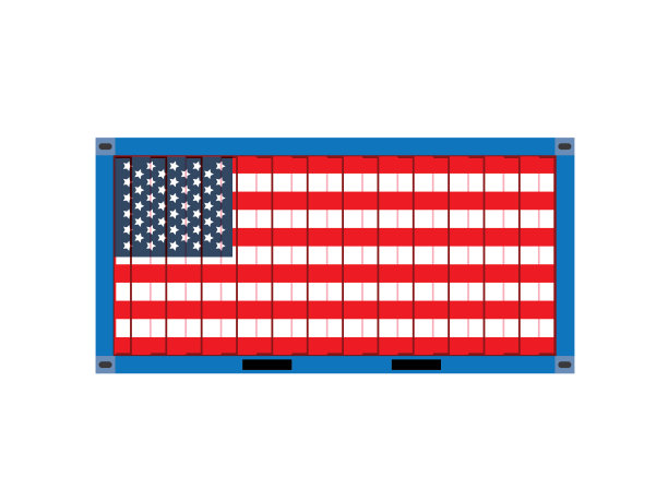 集装箱与美国国旗，商业贸易概念，矢量插图图片下载