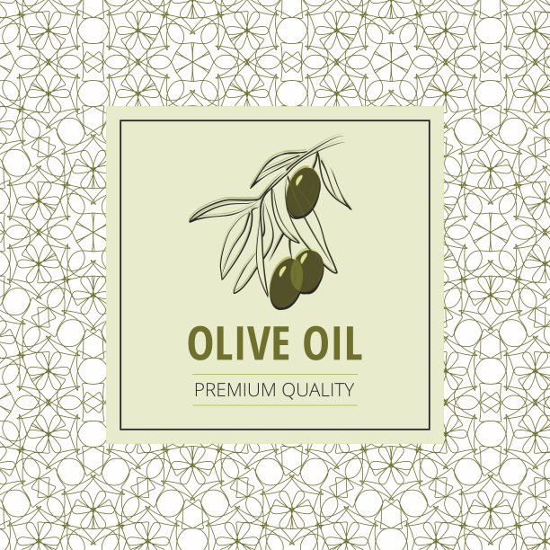 装饰背景上的橄榄色标签和设计元素图片下载