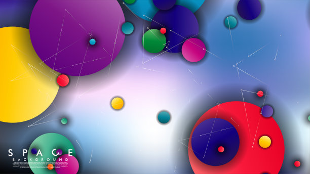 有行星和恒星的平坦空间背景。星系矢量图图片下载