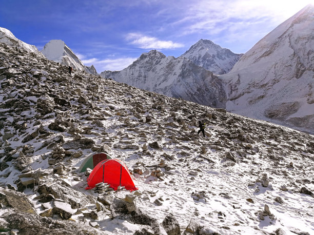 喜马拉雅山帐篷营图片下载