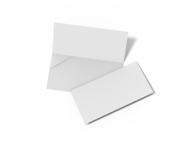 婚礼，圣诞派对，生日和仪式的邀请模拟模板。空白的双折叠邀请信封模拟在孤立的白色背景，3d插图图片下载