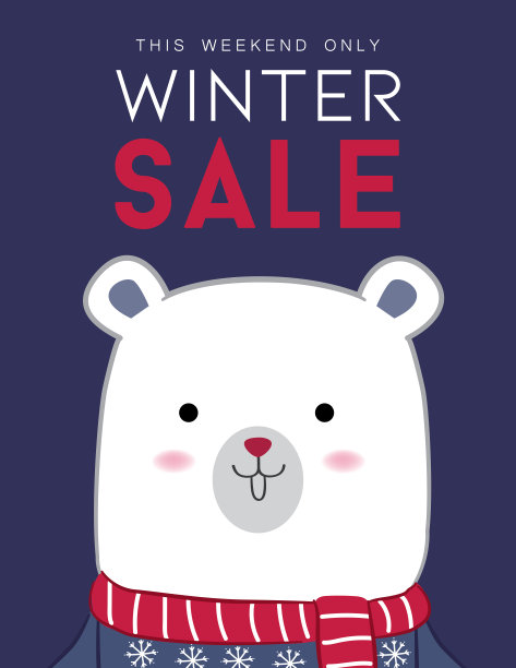 冬季销售旗帜设计与北极熊图片下载