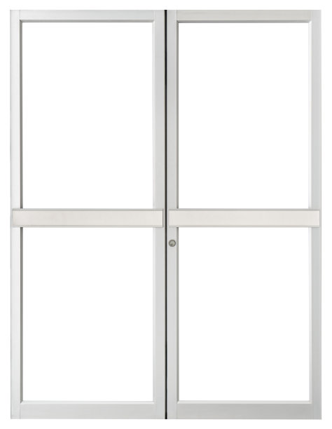 金属玻璃门隔离在白色背景图片下载