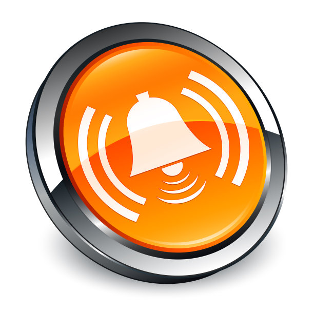 报警图标3d橙色圆形按钮图片下载